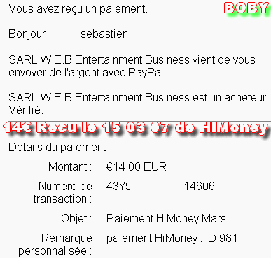 preuve de paiement de himoney